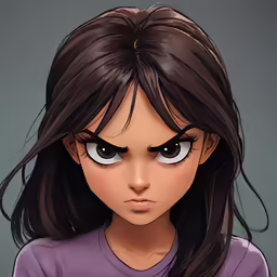 a close up of a person wearing purple shirt
