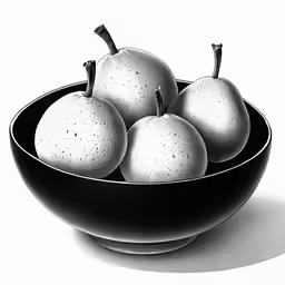 a bowl with five apples in it