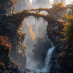 a small waterfall flowing into some rocks