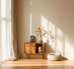 a room with a table, chair and a chair in it