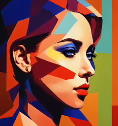 a woman is shown in this pop art painting,a photo of a woman