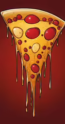 the pizza is melting and the crust is covered with sauce