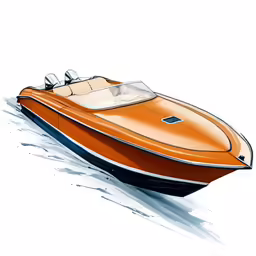 the design for a speedboat, which is orange