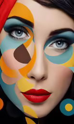 a woman with bright colors on her face