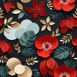 red and green flowers on a black surface