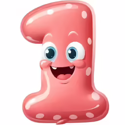 a cartoon character is smiling in the shape of a letter