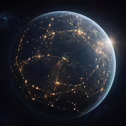 an image of a view of the earth taken from space at night