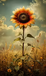 the sunflower is looking straight up into the sky