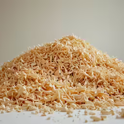 many pieces of food that are made out of noodles