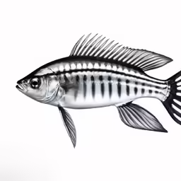 a black and white photo of a small fish