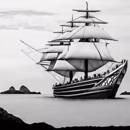 a large boat in the middle of the ocean