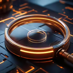 an illuminated glowing device sits next to a metal device