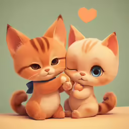 the painting is called love cat and kitten holding hands