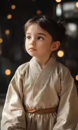 a young child in a kimono poses for a portrait