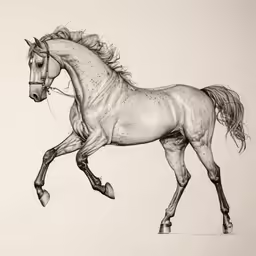 a horse runs and is in motion drawn by graph art