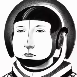 a drawing of an individual in headphones