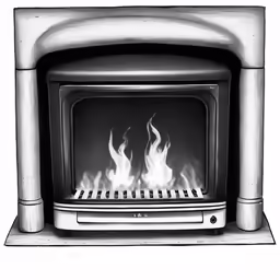 the front side of a fire place