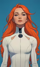 a drawing of a woman with orange hair