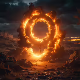 an enormous ring of fire on the ground