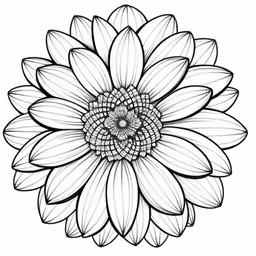 flower drawing with lines that are easy and pretty,the detailed drawing of a flower with large petals