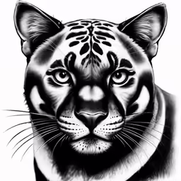 a black and white image of a tiger