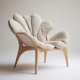 a chair made of wood and material
