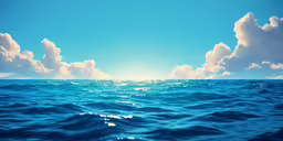 an ocean has some clouds above it