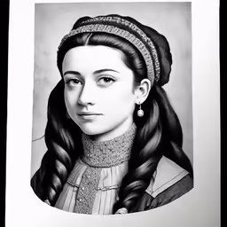 an old photograph of a woman with long hair