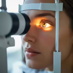 a young woman looks through the eye of a microscope while looking into the microscope