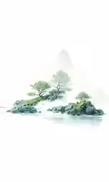 a mountain is shown with a few green trees