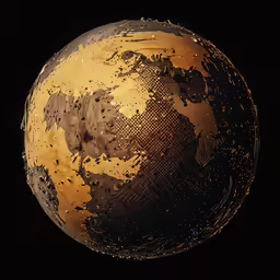an image of the earth in gold foil
