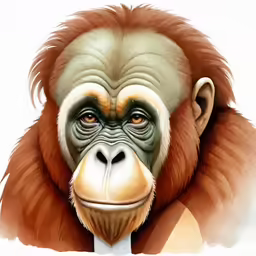 a large brown monkey with a long white shirt