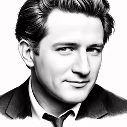 black and white portrait of a man in suit