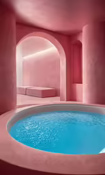an inside view of the indoor pool area of a home