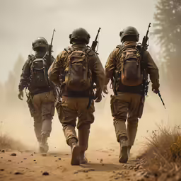 the military are wearing uniforms with helmets on