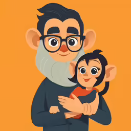 a man is hugging the head of a little girl