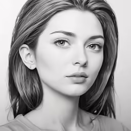 a beautiful young woman in black and white
