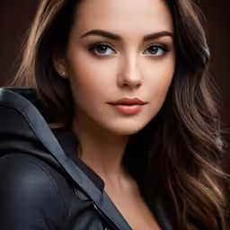 a beautiful woman with brown eyes posing for a portrait