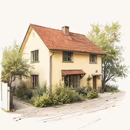 a photo with a house and tree in the back
