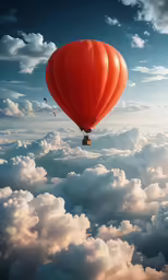a hot air balloon flying high in the sky