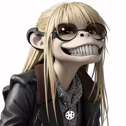 the 3d cartoon character is wearing glasses and a jacket