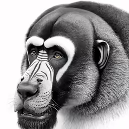 a photo of a bearded monkey with stripes on its face