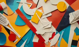 an abstract painting made up of construction materials