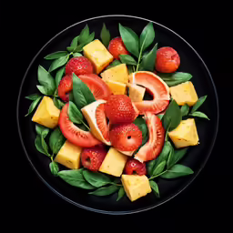 there is a plate of fruit that is on the table