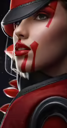 a woman with lipstick painted on and her face