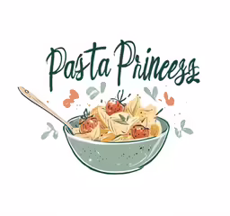 a bowl of pasta with tomato on top