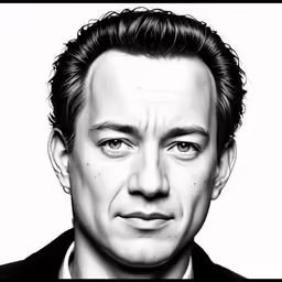 a drawing of an image of a man looking straight ahead