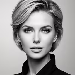 a woman with blond hair posing for a portrait
