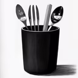 there are spoons and forks in the cup