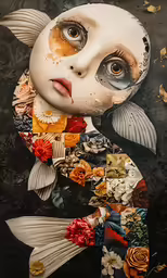 this is a painting of a fish with flowered petals